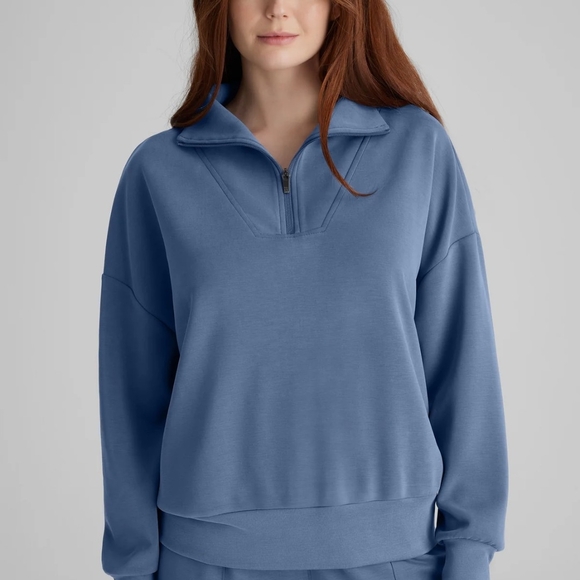 Tommy John Tops - Tommy John Women's Blue Half-Zip Sweatshirt